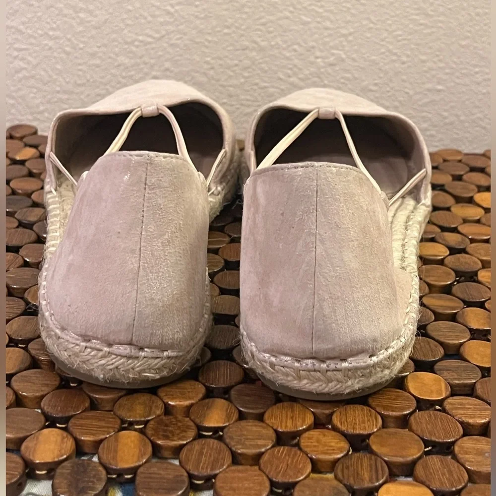 Eileen Fisher Lee Espadrille Flats Blush Print Subtle Metallic Stripes Size 10